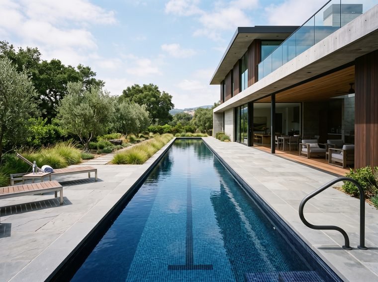Infinity edge lap pool